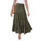 thumbnail image 4 of Falda larga Prolriy de verano para mujer, elástica, de cintura alta, estilo bohemio, informal, con cordón, estilo A, color verde militar, talla S, 4 of 8