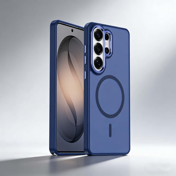 Magnetic For Samsung Galaxy S26 Ultra Phone Case,Anti-fingerprint Matte Translucent Back,Compatible with Mag-Safe,Anti-Slip Ultra Slim Shockproof Anti-fall Drop Protection Rugged Phone Case,Darkblue