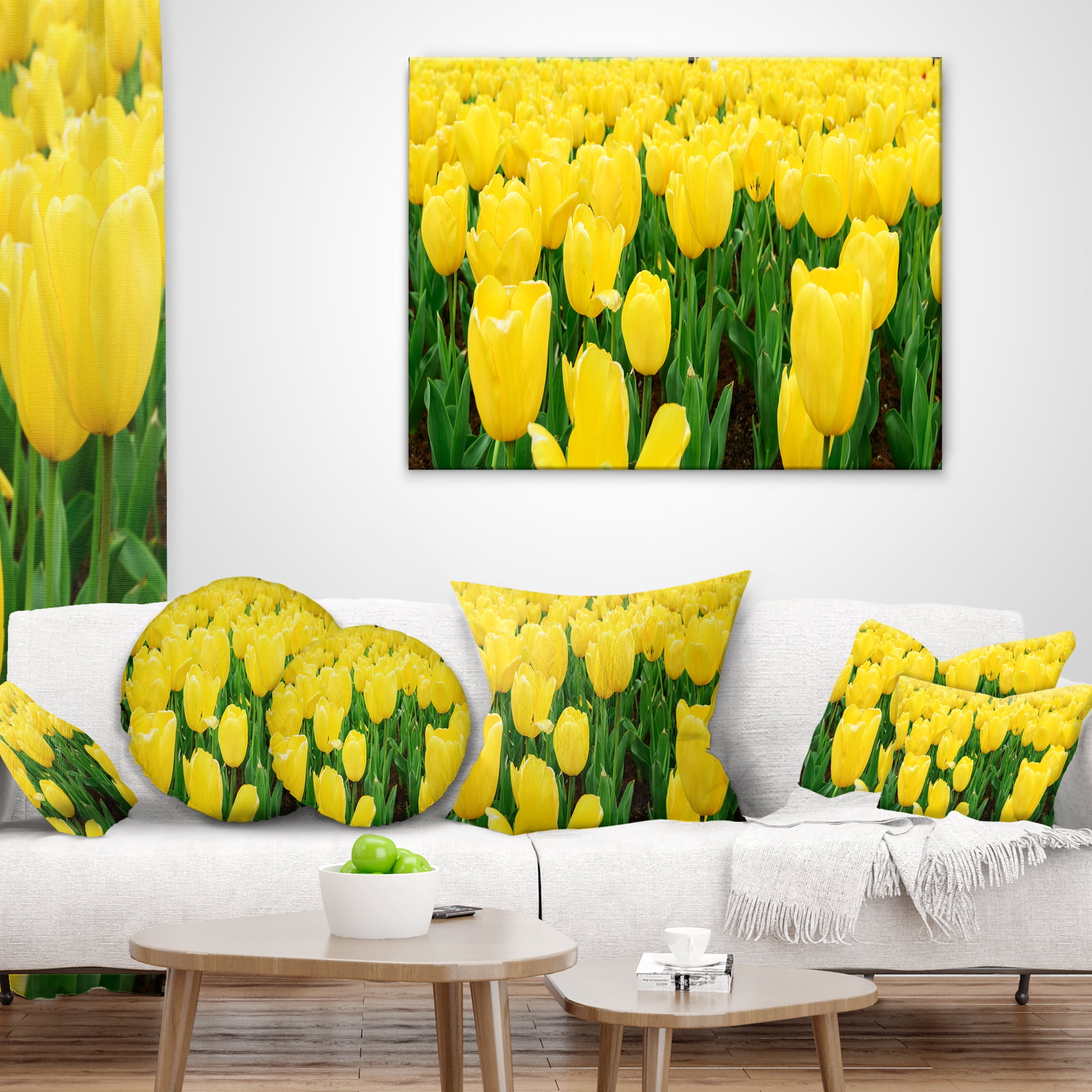 Designart Bright Tulip Flowers in Garden - Floral Throw Pillow - 18x18