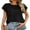 Black, variant on Weardear Womens Casual Tops Cap Short Sleeve T Shirt Round Neck Textured Fall Basic Shirt