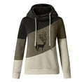 thumbnail image 4 of DPTALR Women Color Matching Hooded Turtleneck Long Sleeve Sweatshirt Pullover Tops Blouse, 4 of 5