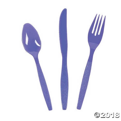 Purple High Count Plastic Cutlery Sets