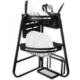 thumbnail image 3 of Estante para secado de platos sobre el fregadero Escurridor de esquina triangular Escurridor de platos plegable Abanopi Negro (marco de soporte triangular), 3 of 7