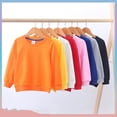 thumbnail image 3 of VBEWZET Toddler Kids Solid Crew Neck Sweatshirt, Unisex Boys Girls Long Sleeve Plain Pullover Top 1-12 Years Casual Basic Hoodie Alternative Yellow 90, 3 of 4