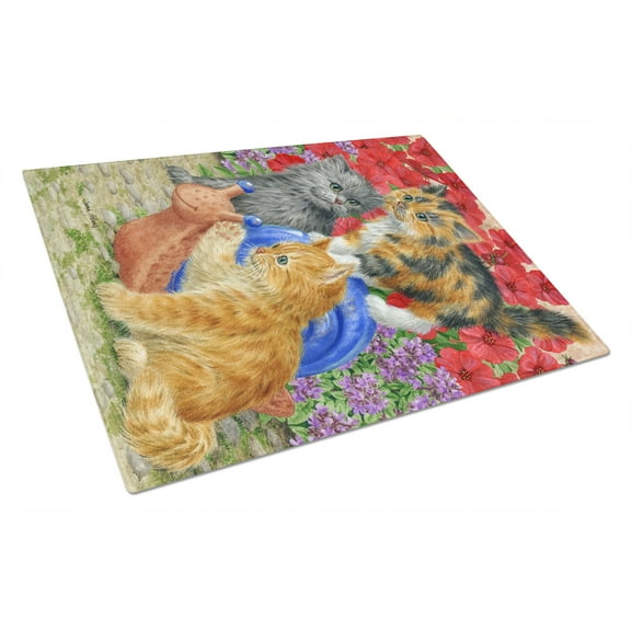 Caroline's Treasures Kittens Glass Cutting Board Large