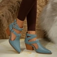 thumbnail image 2 of Mostsola Pointed Toe Heels for Women Metal Buckle Strappy Sandals Stacked Heel Pumps Shoes, 2 of 8