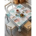 thumbnail image 2 of Teal Red Coastal Suqare Tablecloth - 54 x 54 Inch, Beach Nautical Sea Turtle Coral Starfish Vintage Waterproof & StainResistant Tablecloth, Washable Oil-proof Table Cover for Dining/Party/Wedding, 2 of 9