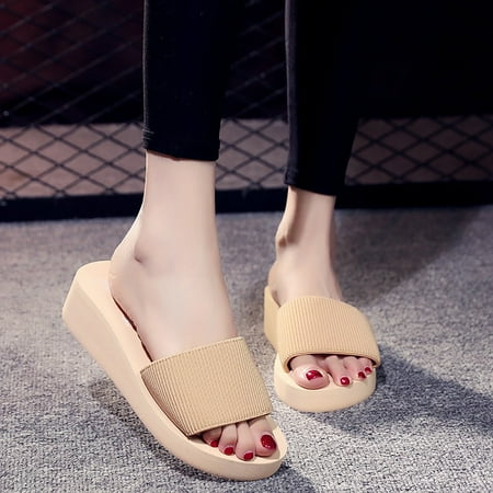 

Krdevn Slippers for Women Bohemian Wedges Slippers Causal Beach Shoes Sandals -Beige 40