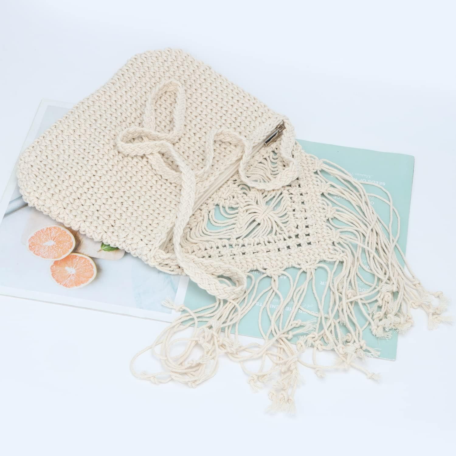 Retro Crochet Crossbody Shoulder Bag for Women Woven Fringe hobo bags Summer Beach Handmade Purse