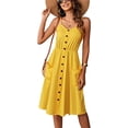 thumbnail image 2 of Vestidos de verano para mujer Vestido midi casual con tirantes finos y botones florales con bolsillos amarillo XL Sailing Electrónica, 2 of 5