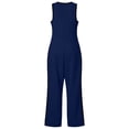 thumbnail image 5 of Wide Leg Jumpsuits For Women Zippered Round Neck Sleeveless Casual Jumpsuit Loose Trendy Wide Leg Baggy Overalls Summer Outfits with Pockets, 5 of 6