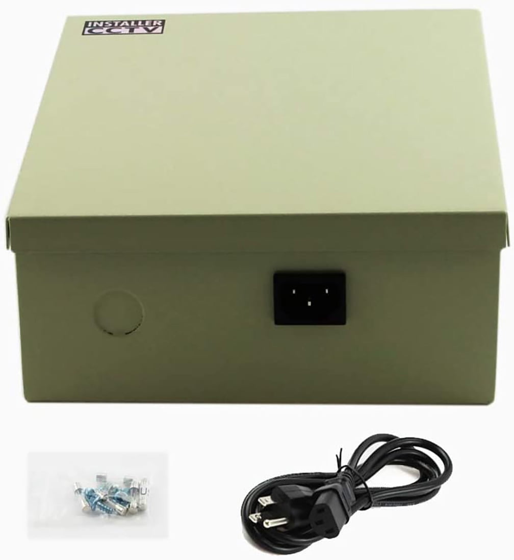 InstallerCCTV 18 Outputs 12 Amp 12V DC CCTV Distributed Power Supply Box for Security Camera, UL Listed