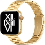 YuiYuKa Slim Metal Stainless Steel strap Compatible with Apple Watch Bands 41mm 40mm 38mm Ultra 49mm 45mm 44mm 42mm Women Men thin 14mm width bracelet Replacement iWatch bands series 9 8 SE 7 6 5 4 3