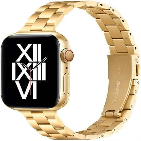 YuiYuKa Slim Metal Stainless Steel strap Compatible with Apple Watch Bands 41mm 40mm 38mm Ultra 49mm 45mm 44mm 42mm Women Men thin 14mm width bracelet Replacement iWatch bands series 9 8 SE 7 6 5 4 3