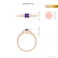 thumbnail image 4 of ANGARA Natural Square Amethyst and Princess Diamond Three Stone Ring in 14K Rose Gold for Women (Size-4mm) | February Birthstone, Birthday, Anniversary, Jewelry Gift for Women | Natural Amethyst Ring, 4 of 8