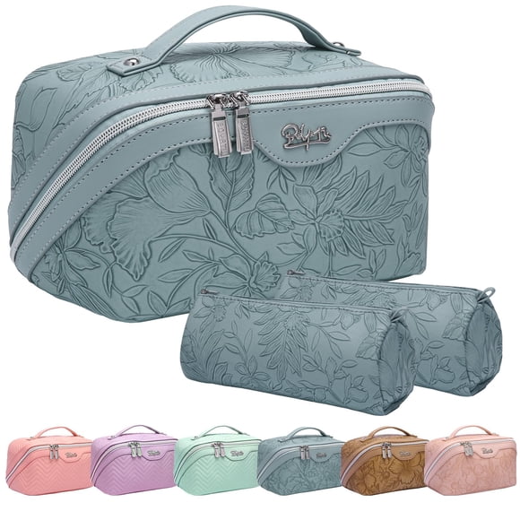 Bolsas de maquillaje de viaje BOYATU, set de 3 bolsas de aseo de piel sintética