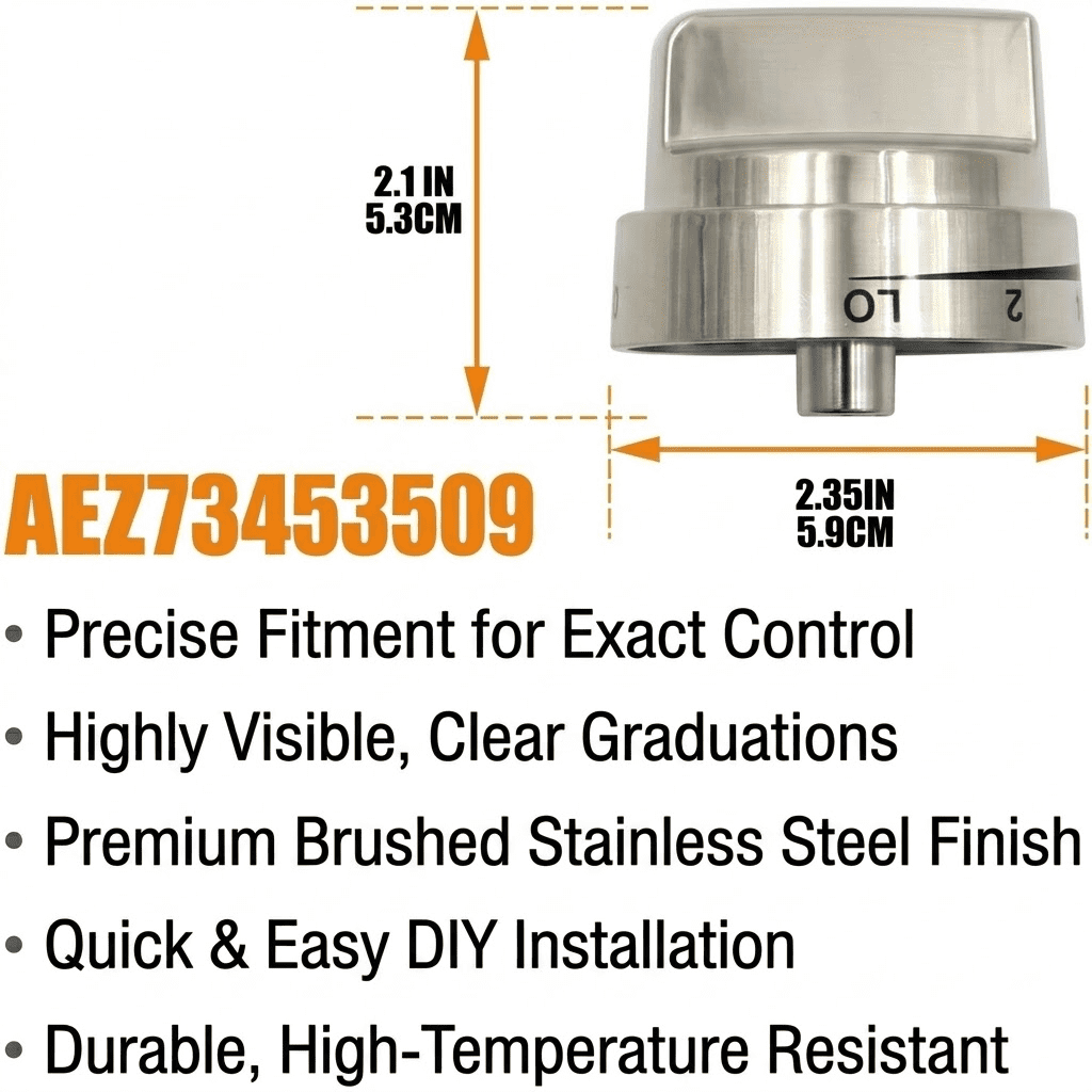 DG64-00473A Gas Stove Knob Replacement for Samsung Range Oven, Stainless Steel Look Burner Control Dial