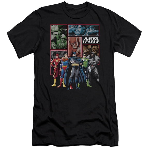JLA Justice League New JLA Justice League Panels Adult 30/1 T-Shirt Black