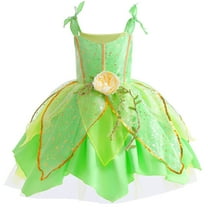 Princess Tinkerbell Costume for Girls Green Fairy Fancy Halloween Birthday Party Outfit