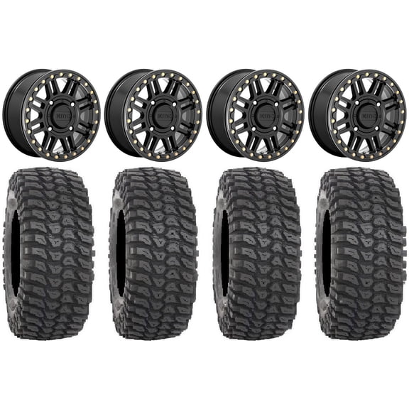 KMC Cage Beadlock 15" Wheels Black 35" XCR350 Tires Can-Am Commander Maverick Renegade Outlander Defender