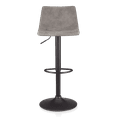 thumbnail image 3 of Bouclair Grey Textured Faux Leather & Metal Adjustable Bar Stool, 3 of 10