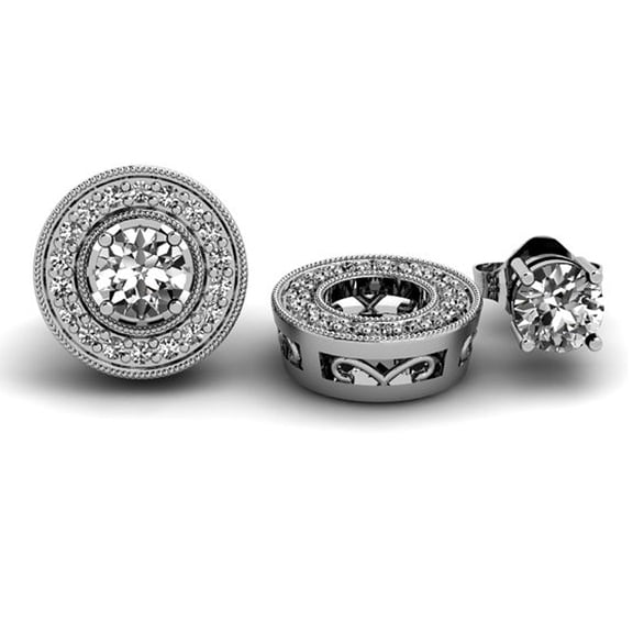 Dazzlingrock Collection 0.85 Carat (ctw) 14k Round White Diamond Removable Jackets for Stud Earrings, White Gold