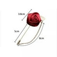 thumbnail image 4 of K-KED Men Rose Flower Brooch Tassel Chain Lapel Pin Fabric Suit Brooches Pins Jewelry-Wine red, 4 of 8