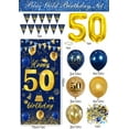 thumbnail image 3 of YANSION 50th Birthday Decorations, Navy Blue Gold 50th Party Balloons, Happy Birthday Backdrop Blue Gold Sign Poster 50th Anniversary Banner Photo Booth Background Banner for 50th Party Supplies, 3 of 8