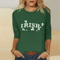 thumbnail image 4 of Felirenzacia Women’s St. Paddy’s Day 3/4 Sleeve Shirt Shamrock Graphic Soft Everyday Undershirt Sweatshirt, Green,3XL, 4 of 4