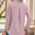 thumbnail image 4 of Weardear Womens Casual V Neck Roll Up 3/4 Sleeve Loose Plain Chiffon Button Down Business Tops Tunic Blouse Shirts, 4 of 5
