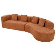 Harper & Bright Designs Modern Curved Floor Sofa Set, Modular Sectional Sponge Couch for Living Room, 2 PC Free Combination No Assembly Foam-Filled Sofa, Orange