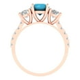 thumbnail image 4 of 1.97 ctw 3 Stone Anniversary Ring for Women | Round Cut Simulated Turquoise | Hyperallergenic Solid 14K Rose Gold, 4 of 5