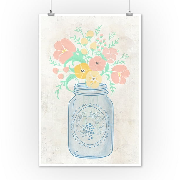 Mason Jar Lantern Press Artwork 12x18 Art Print Wall Decor Travel Poster Walmart Com Walmart Com