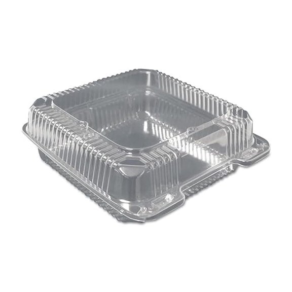 Clear Hinged Takeout Containers - 9x8.5x3" - 50 Pack - Plastic Food Containers for Bakery, Pastries, Cakes, Salads, & Party Favors - Stackable 64oz Containers with Lids