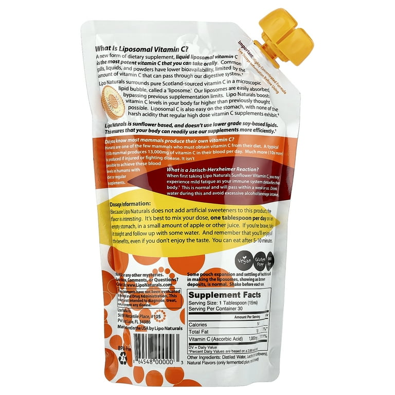 Lipo Naturals Ascorbic Acid Liposomal Vitamin C from Sunflowers