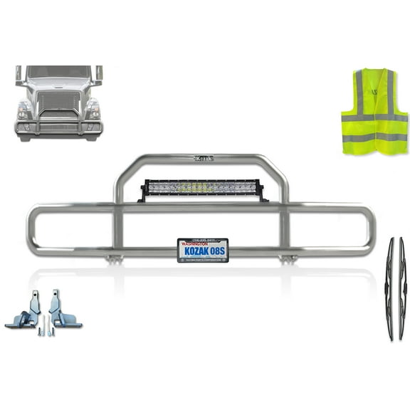 Grille Deer Moose Bumper Guard Compatible with Volvo VNL 2004-2017 - Chrome (Kozak Aftermarket)