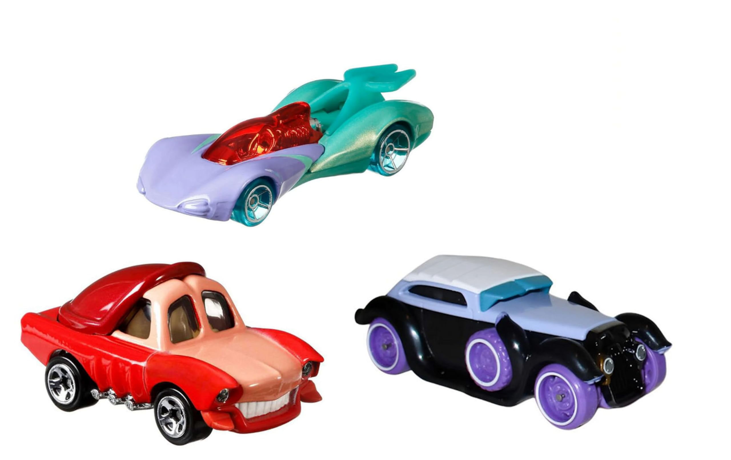 Hot Wheels Disney Character Cars Collection, The Little Mermaid Set of 3 Die-Cast Vehicles, Ages 3+