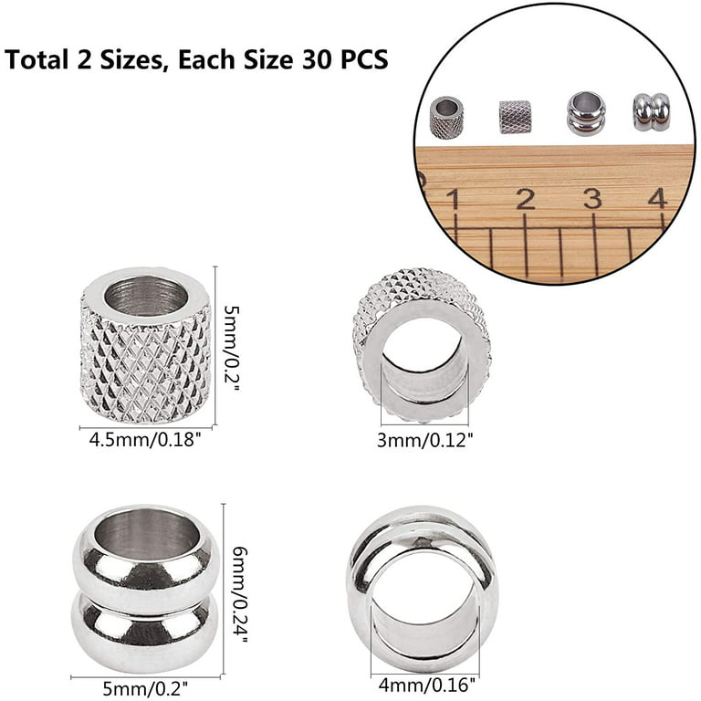 100pcs 8mm Column Spacer Beads Morse Code Bead 304 Stainless Steel Loose  Beads Large Hole Spacer Beads Smooth Surface Beads Finding for DIY Bracelet  Necklace Jewelry Making Hole 5mm 
