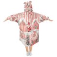 thumbnail image 2 of FORMRS Wearable Blanket Hoodie with Sleeves for Kids Cozy Flannel Sweatshirt, Light Pink Gingerbread Houses, 2 of 7