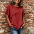 thumbnail image 3 of TGSLY Fringe Trim Linen Tops for Women Lightweight Soft Crew Neck Solid Color T-Shirt Relaxed Fit Dressy Casual Short Sleeve Blouses M, 3 of 9