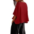 thumbnail image 4 of Oversized T-Shirts Womens Cropped Casual Short Sleeve Loose Fit Tee Tops, 4 of 5