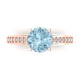 thumbnail image 2 of 2.21ct round cut natural swiss blue topaz 14k rose gold Bridal Wedding Engagement Promise Anniversary Ring for Women size 4.5, 2 of 7