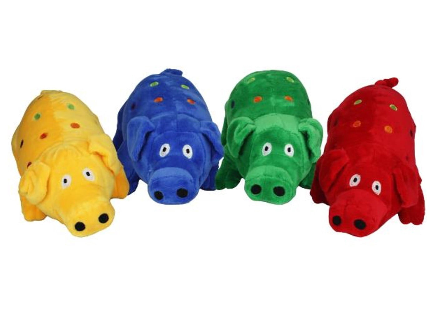 Adorable Large Dog Toys Big Oink Grunting Squeakers Polka Dot Soft Plush Pigs 9" (Blue)