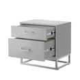 thumbnail image 4 of Nicole Miller Table de Chevet Raees 2 Tiroirs Poignée/base en Métal Chromé, Gris Clair/chrome, 4 of 10