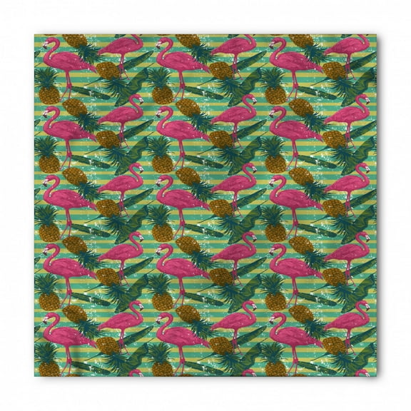 Flamingo Bandana, Pineapples Banana Leaf, Unisex Head and Neck Tie, by Ambesonne