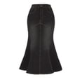 thumbnail image 2 of INSPIRE CHIC Fishtail Denim Skirt for Women's Washed Midi Jean Bodycon Skirt XL Black, 2 of 6