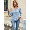 thumbnail image 6 of Womens Waffle Knit Tops V Neck Long Sleeve Shirts Dresy Casual Blouses Fall Outfits 2025 Blue XXL, 6 of 9