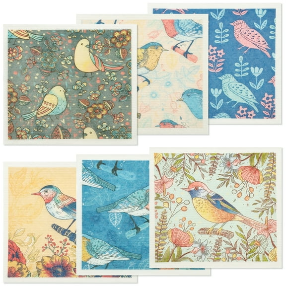 6Pcs Swedish Dishcloths for Kitchen Reusable Kitchen Dish Towels Absorbent Kitchen Dishcloths Washable Kitchen Dish Rags Soft Cellulose Sponge Cloths 7.7 x 6.7in Kitchen Wash Rag for Washing Dishes