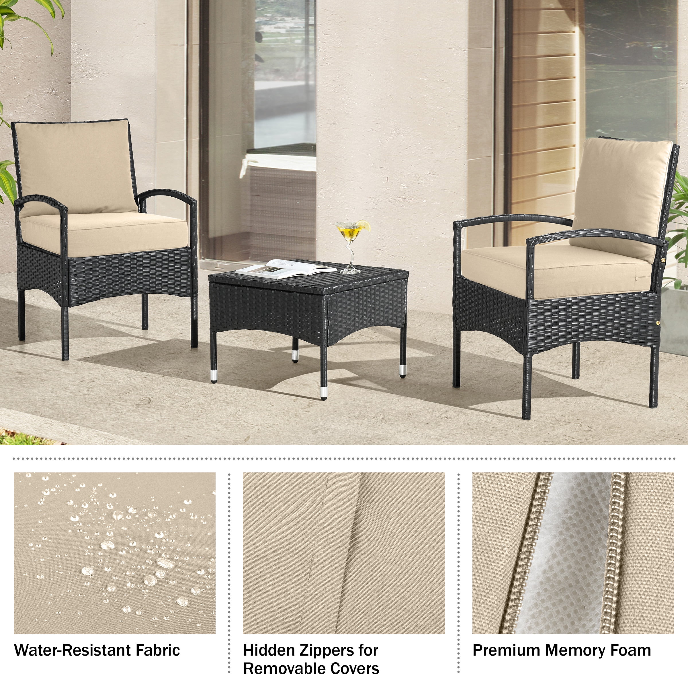 Lavish Home 24x24 Outdoor Patio Chair Cushion with Sun and Water-Resistant Removable Cover (Beige)