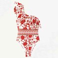 thumbnail image 5 of Wyobmus Womens One Piece Swimsuits Printing One Shoulder Ruffle Bathing Suits Tummy Control High Cut Swimwear Red, 5 of 6
